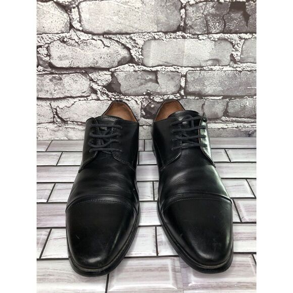 AQUILA Italian made Black Leather Cap Toe Dress Lace Up Shoes Men Sz 41EU/8M US - Picture 9 of 16